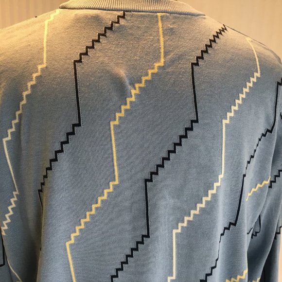 Vintage Tundra Men L 90’s Oversized Knit Sweater Hipster Dad Cosby Silk Zig Zag - Picture 9 of 15